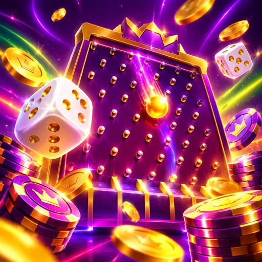 Bolinha caindo na pirâmide de pinos do jogo Plinko